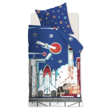 Beddinghouse X Hanneke de Jager Dekbedovertrek Blauw Ruimtevaart Katoen