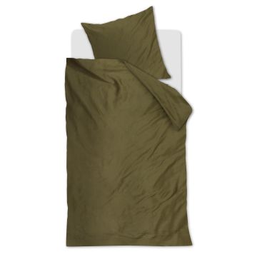Beddinghouse Dekbedovertrek Olijfgroen Bamboe/Satijn 1-persoons 155 x 220 cm