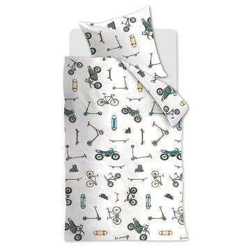 Beddinghouse X Hanneke de Jager Dekbedovertrek Grijs Kids Wheels Katoen