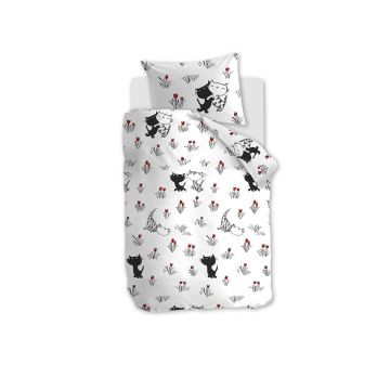 Beddinghouse x Fiep Amsterdam Dekbedovertrek Katten Rood Kids Katoen