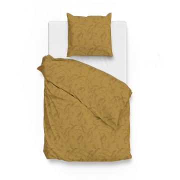 ZoHome Ochre-Gold Dekbedovertrek Fiori-di-Satinado 100% Katoen-Satijn