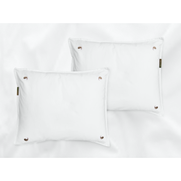 Bentota percale pillowcases set (white with beige leaves) - Four Leaves