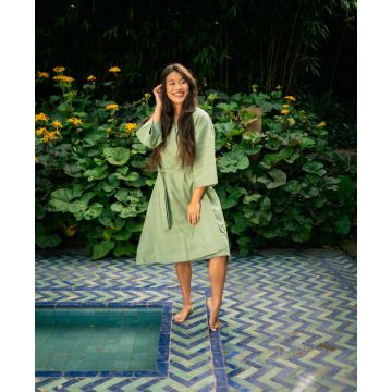 Kayori Onno Kimono - Lichtgroen - Katoen-Satijn