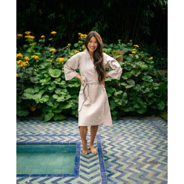 Kayori Onno Kimono - Naturel - Katoen-Satijn