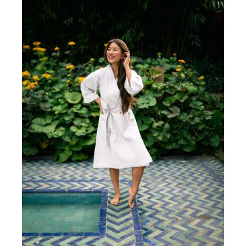 Kayori Onno Kimono - Wit - Katoen-Satijn