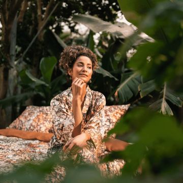 Kayori Tae Kimono Ägyptisch Satin - - Ägyptisch Baumwol-Satin