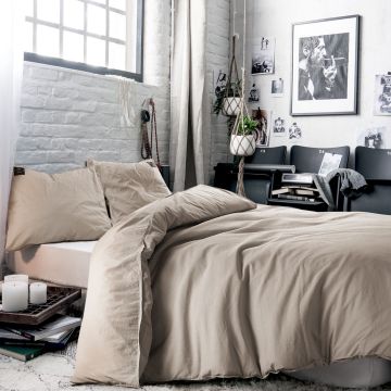 Oslo Beige, Bio katoenen dekbedovertrek, GOTS gecertificeerd!