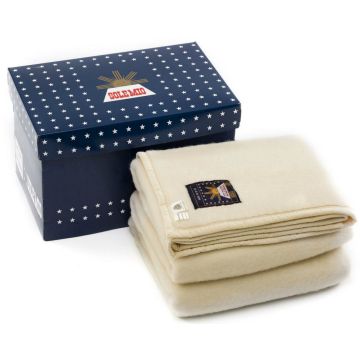 100% zuiver scheerwollen deken van Sole Mio wit-ecru