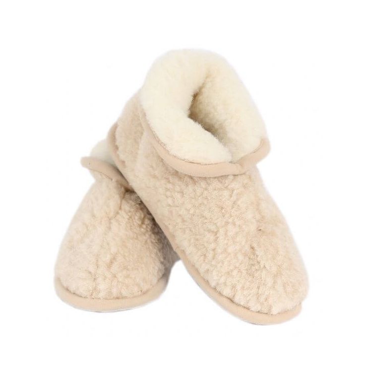 Merino wollen sloffen Hoog Model Ecru